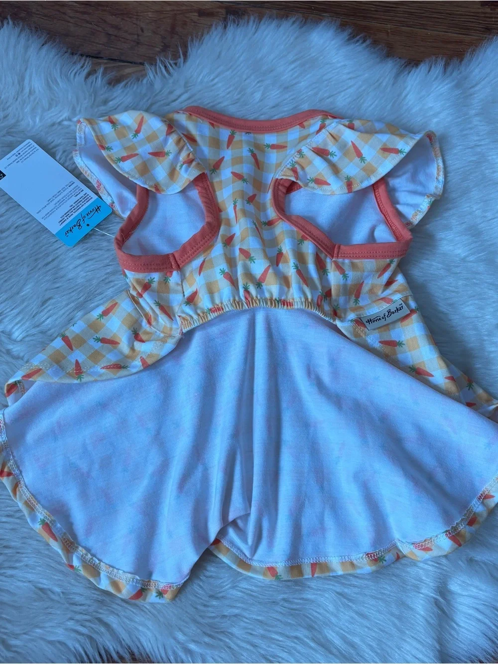 Orange Gingham Carrot Dog Dress with Bow